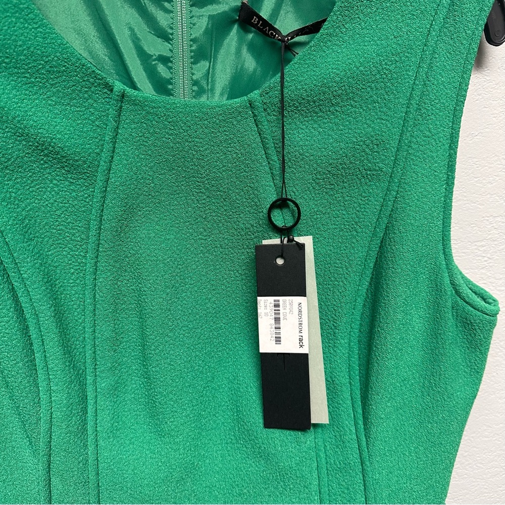 Black Halo Size 10 Sleeveless Seamed Crewneck Sheath Dress Green Cove - Picture 7 of 7